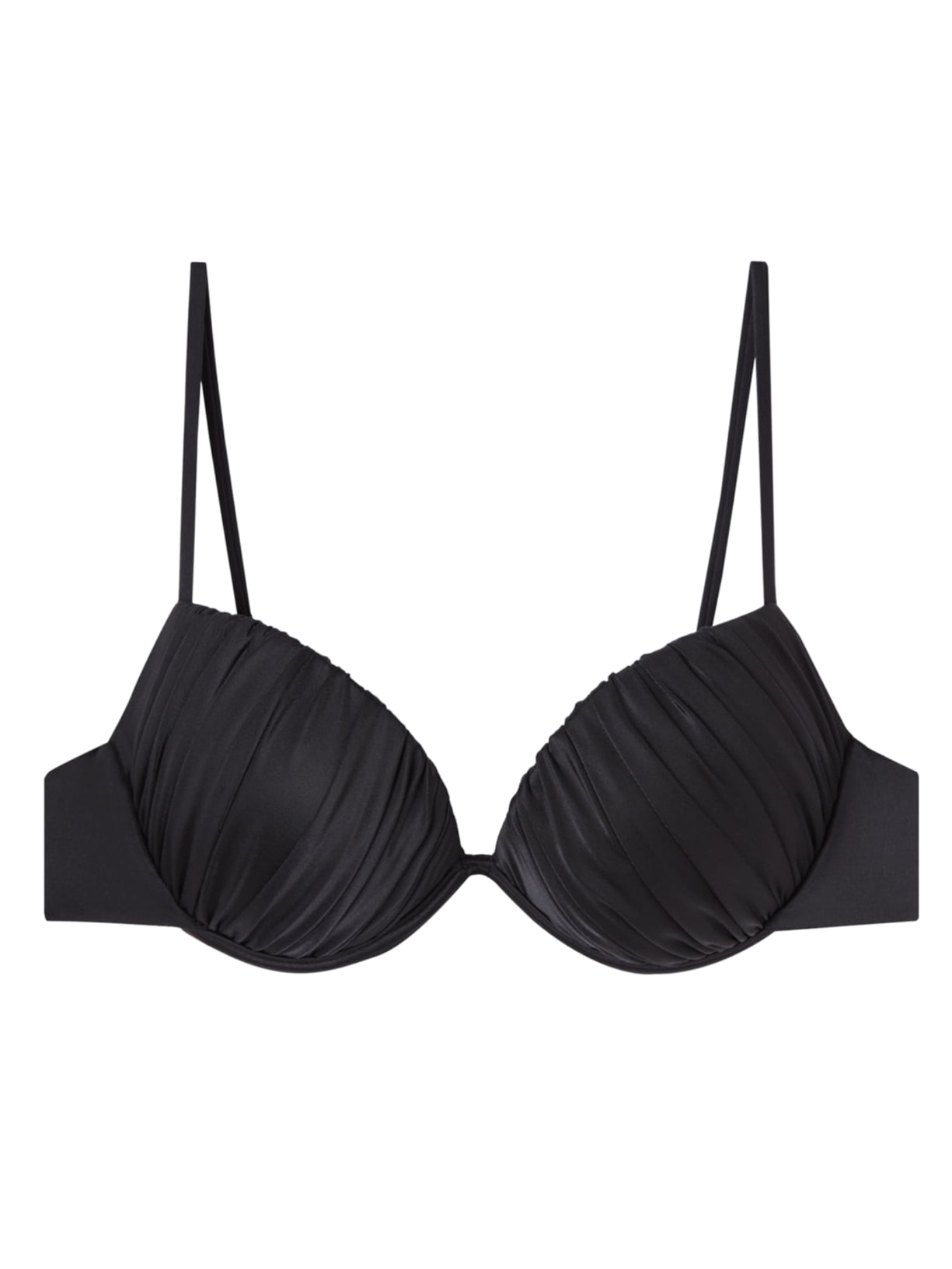 Parte De Cima De Biquíni Push-Up Shiny Satin - Preto