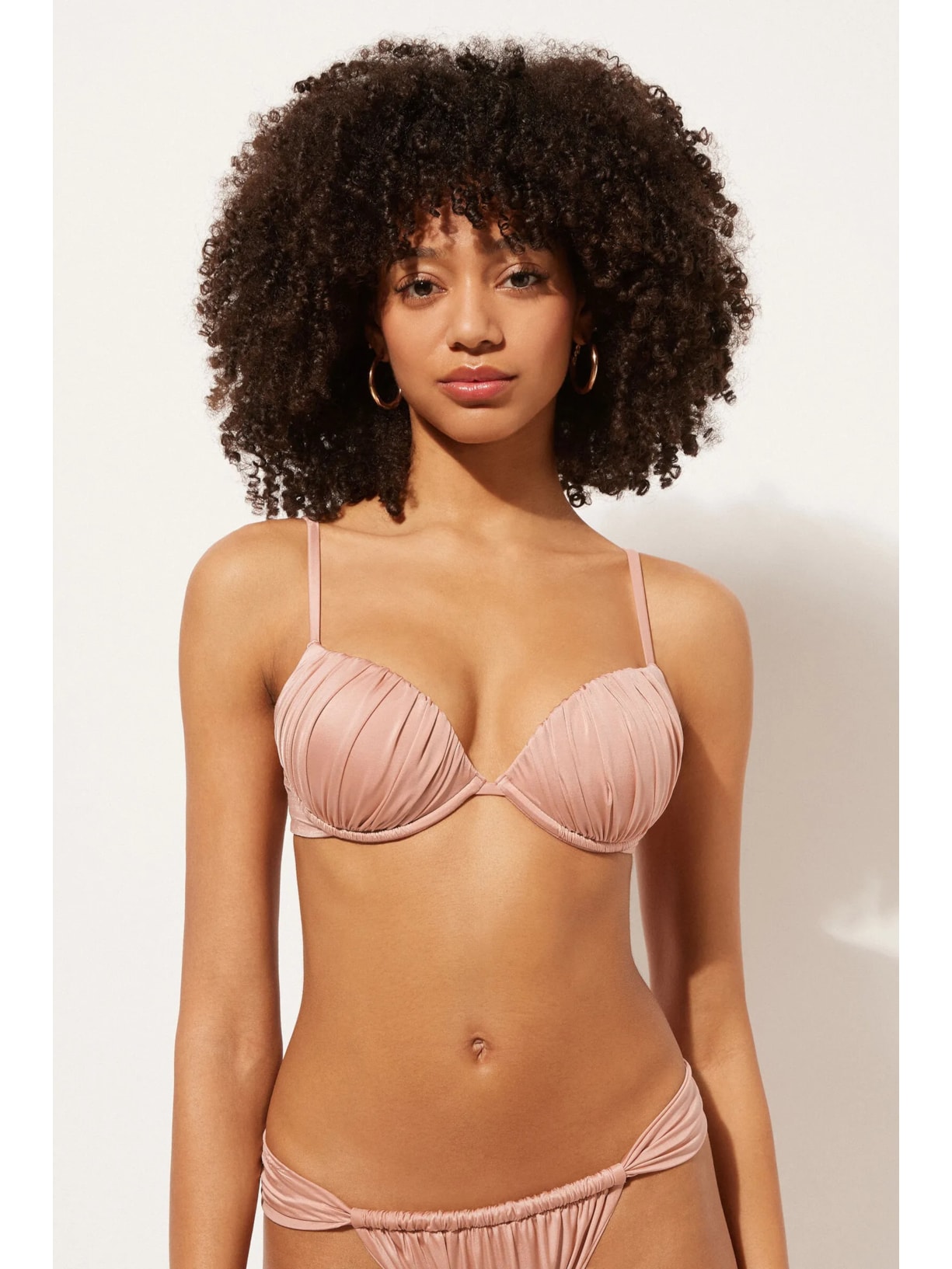 Parte De Cima De Biquíni Push-Up Shiny Satin Rosa Calzedonia