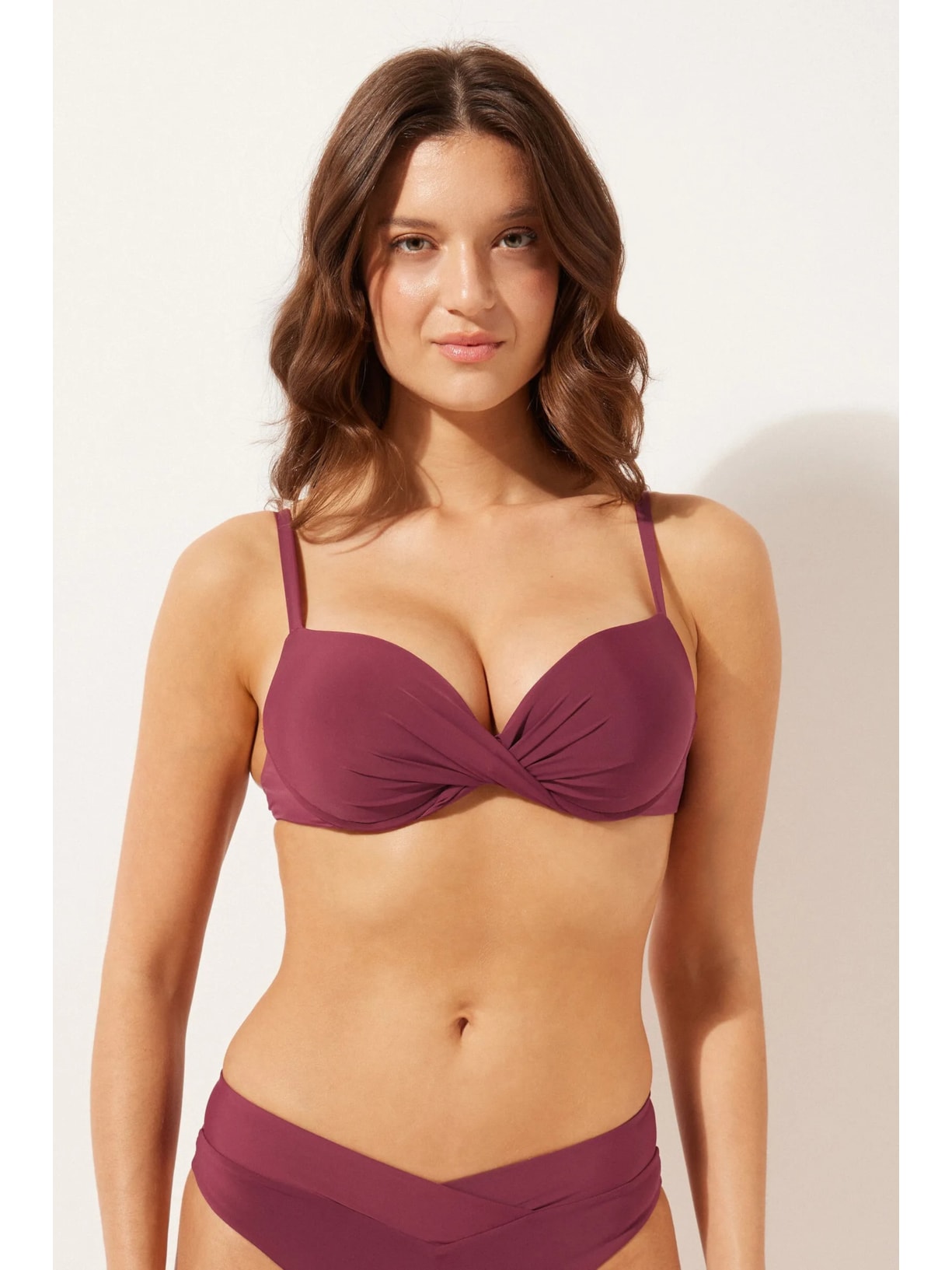 Parte De Cima De Biquíni Super Push-Up Indonésia Bordô Calzedonia