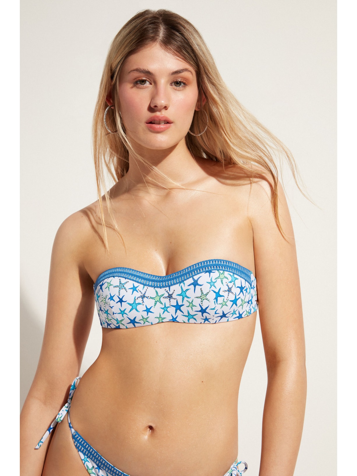 Parte De Cima De Biquíni Tomara-Que-Caia Almofadado Graduado Bayahibe Azul Calzedonia