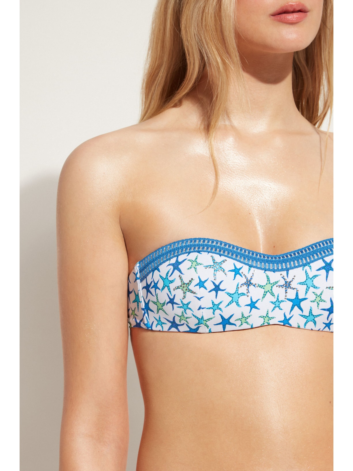 Parte De Cima De Biquíni Tomara-Que-Caia Almofadado Graduado Bayahibe Azul Calzedonia