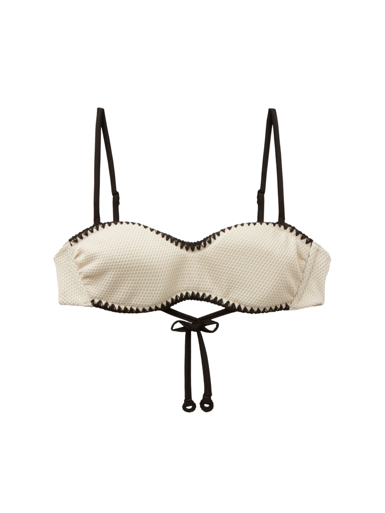 Parte De Cima De Biquíni Tomara Que Caia Bicolor Embroidery - Off-White