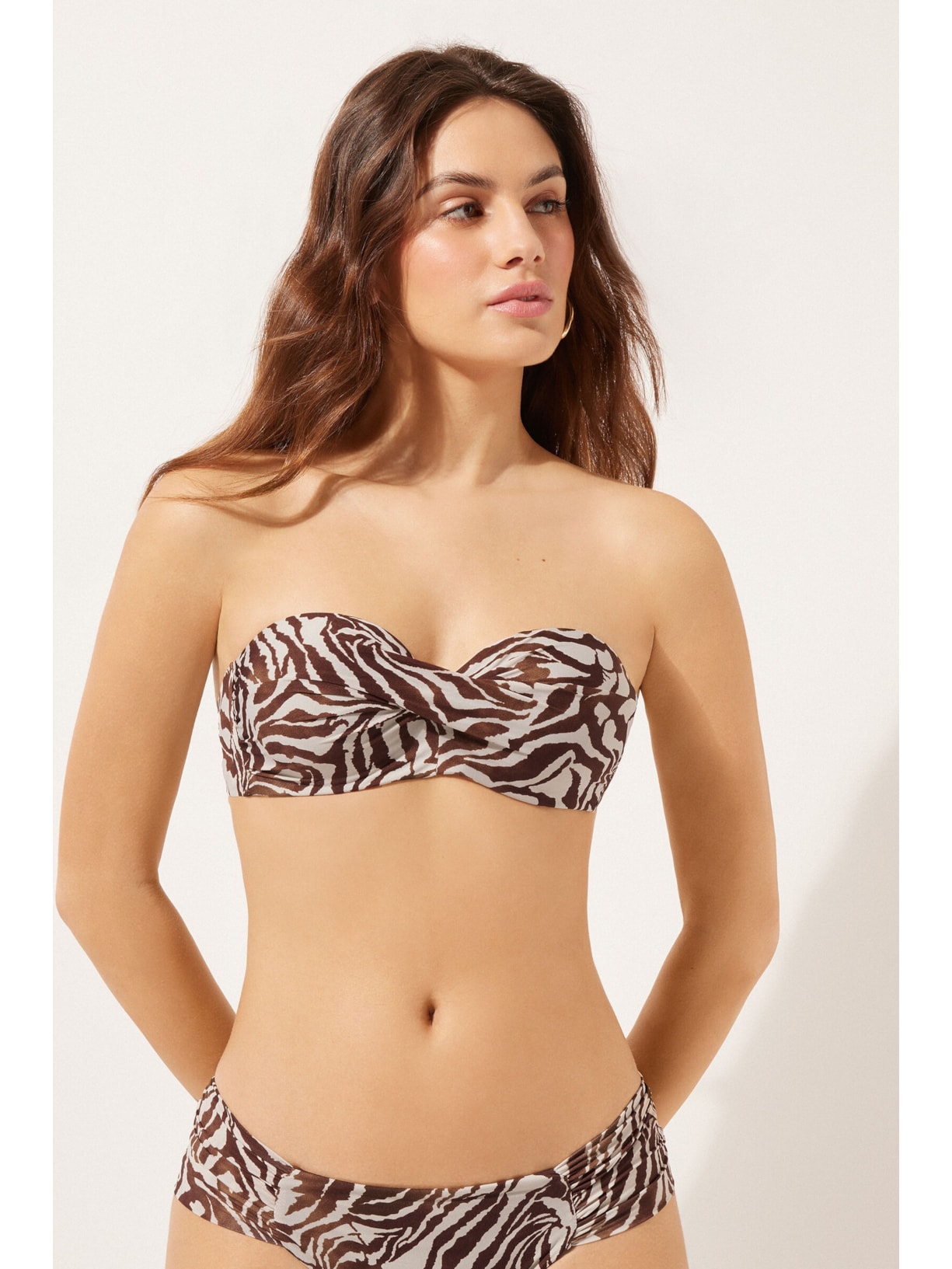 Parte De Cima De Biquíni Tomara Que Caia Brown Zebra Marrom Calzedonia