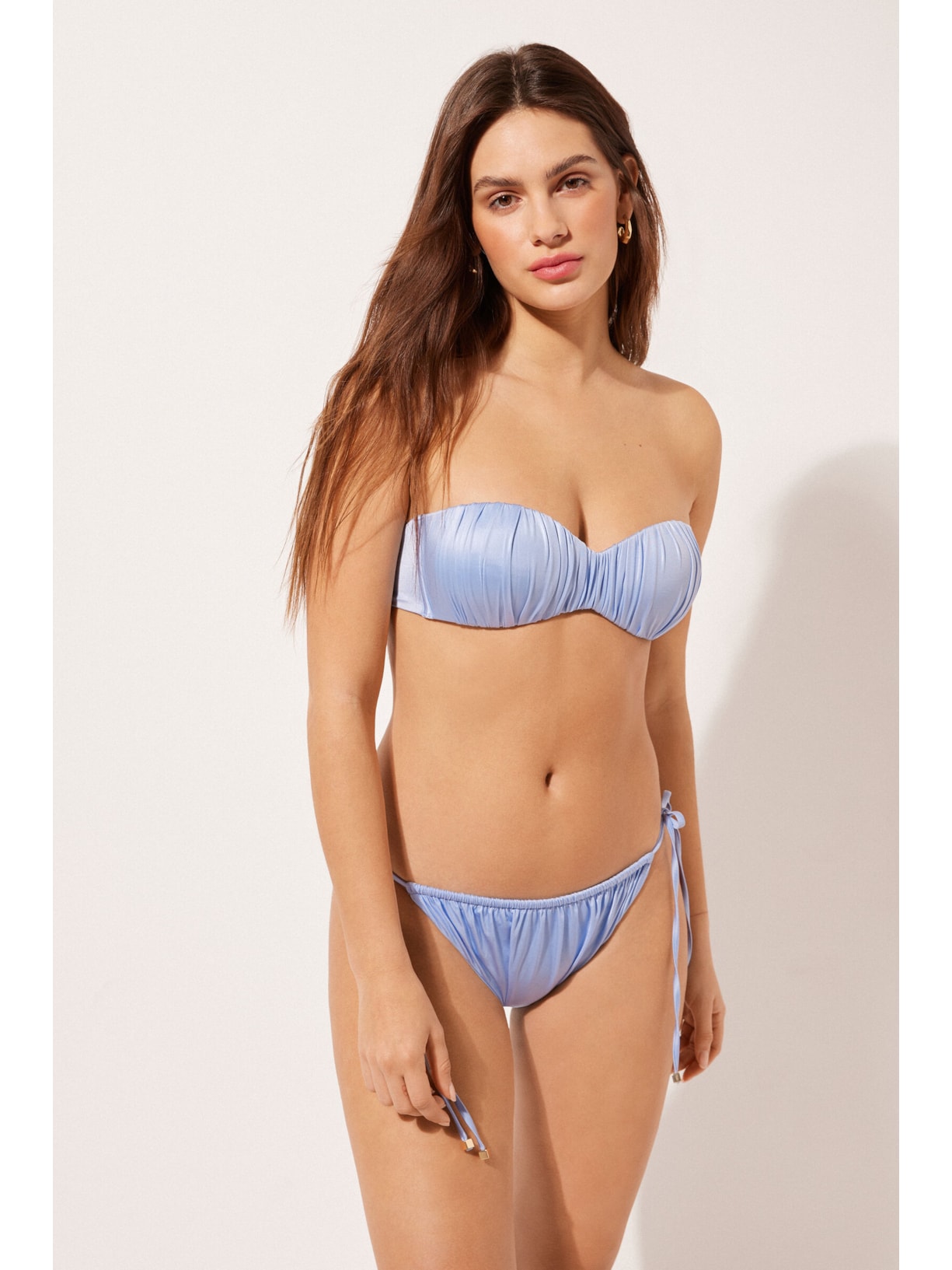 Parte De Cima De Biquíni Tomara Que Caia Shiny Satin Azul Calzedonia