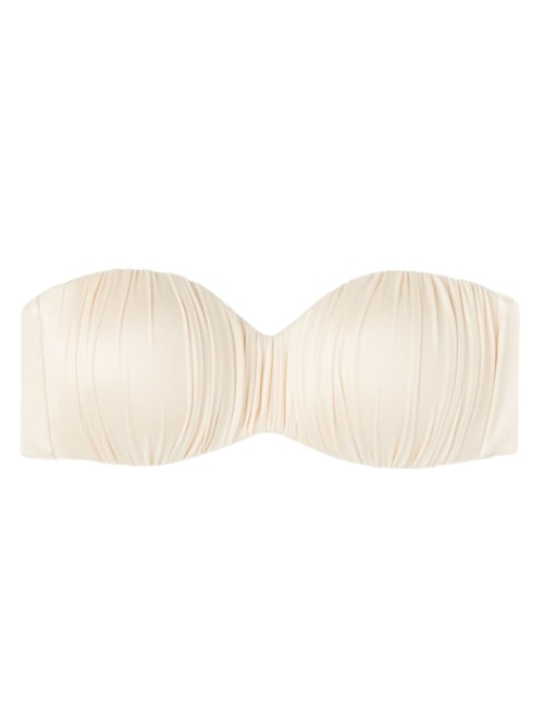 Parte De Cima De Biquíni Tomara-Que-Caia Shiny Satin - Off-White