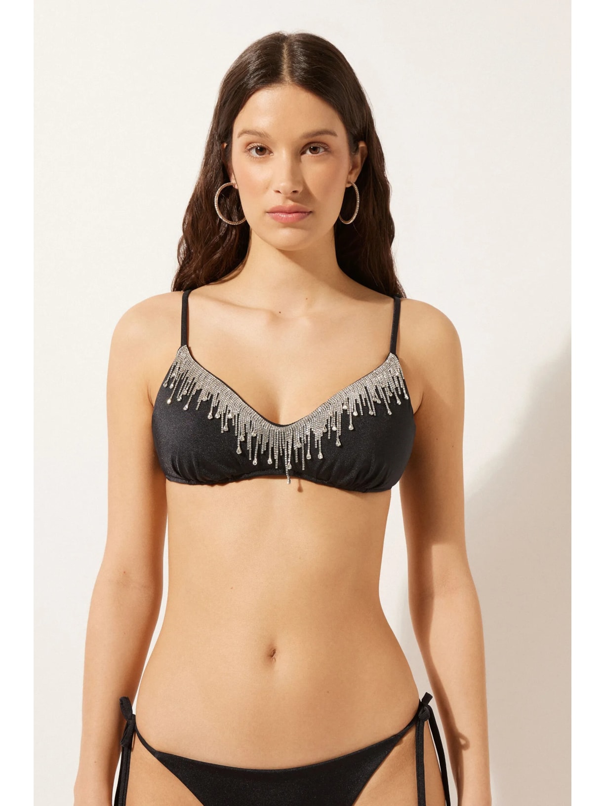 Parte De Cima De Biquíni Top Crystal Drops Preto Calzedonia