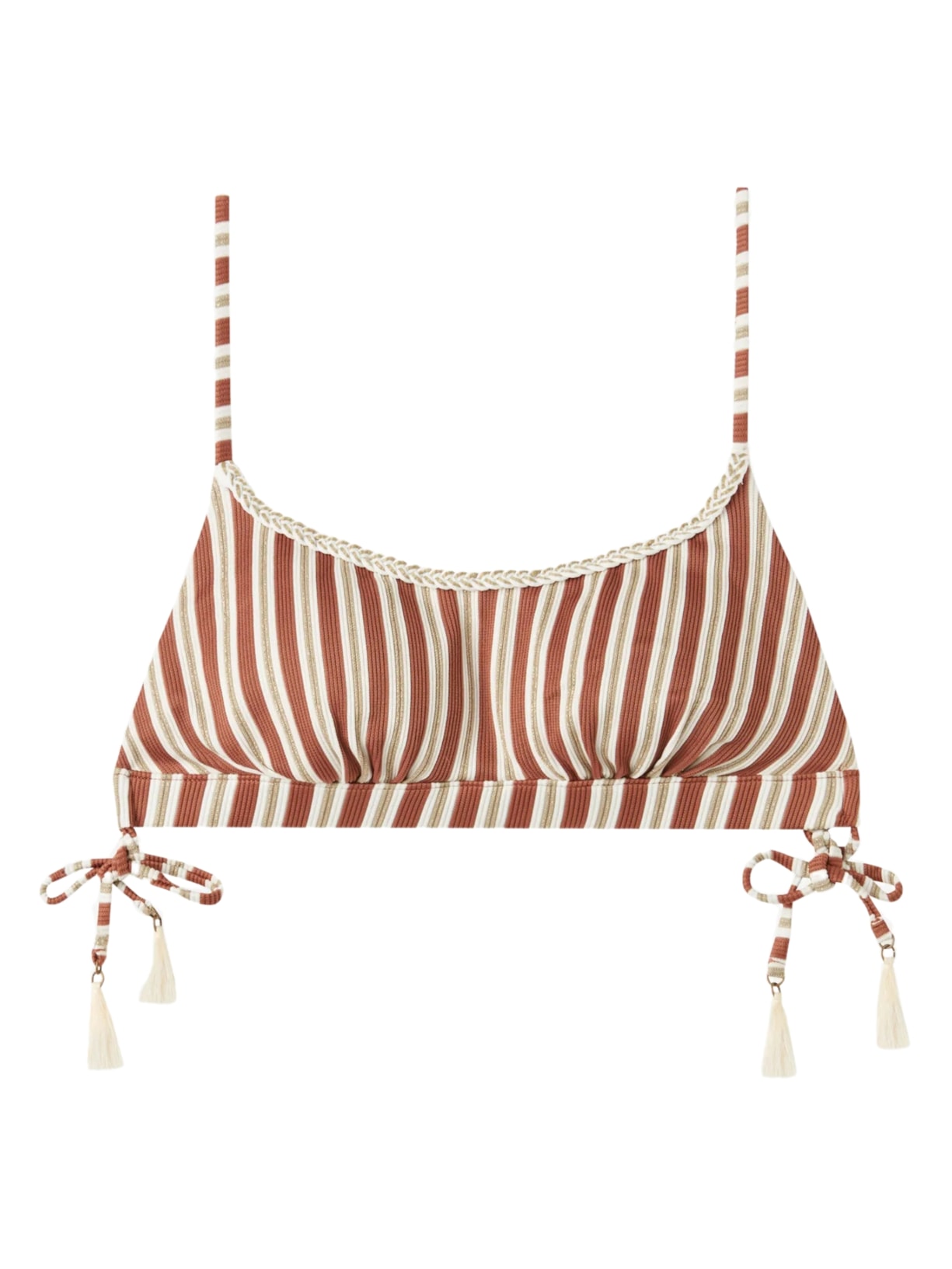 Parte De Cima De Biquíni Top Listrado Rodi - Marrom