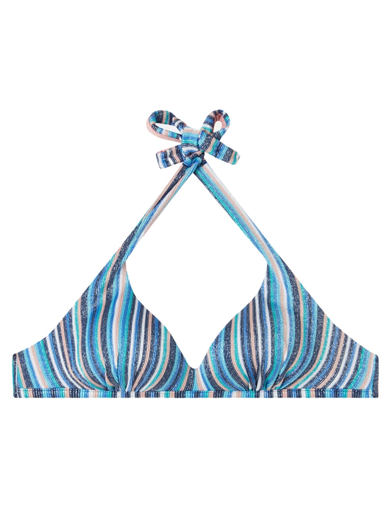 Parte De Cima De Biquíni Triângulo Almofadado Graduado Lamê Marbella - Azul