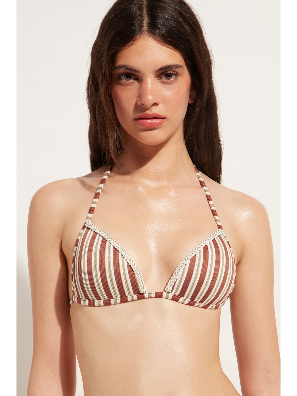 Parte De Cima De Biquíni Triângulo Almofadado Graduado Rodi Marrom Calzedonia