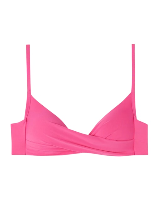 Parte De Cima De Biquíni Triângulo Almofadado Graduado Soft Cruzado Indonésia - Rosa