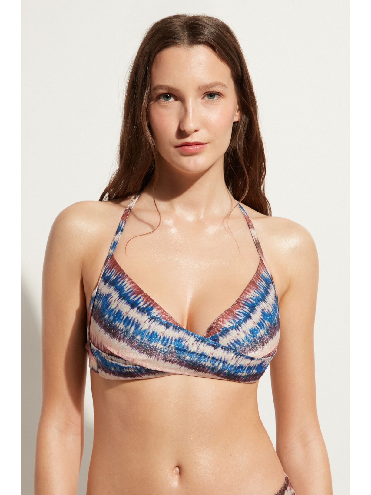 Parte De Cima De Biquíni Triângulo Almofadado Graduado Tie-Dye Formentera Colorido Calzedonia