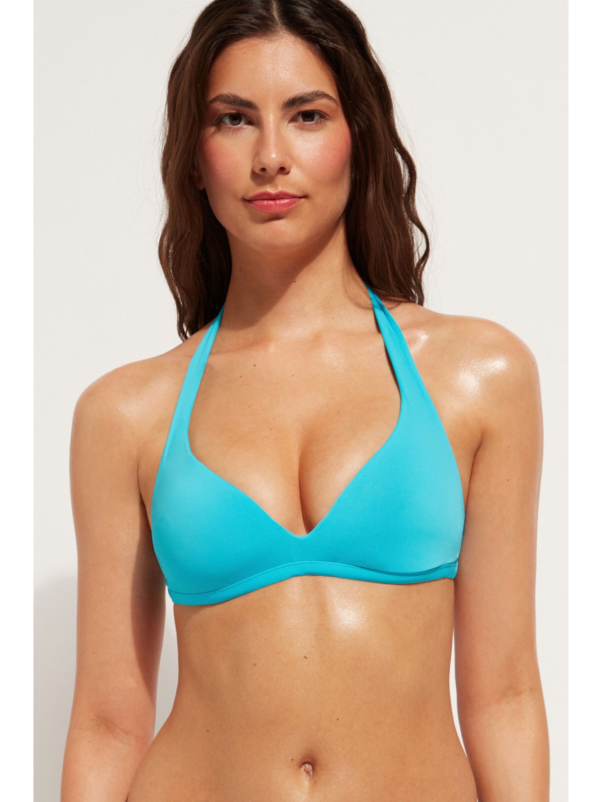 Parte De Cima De Biquíni Triângulo Almofadado Soft Indonésia Azul Calzedonia