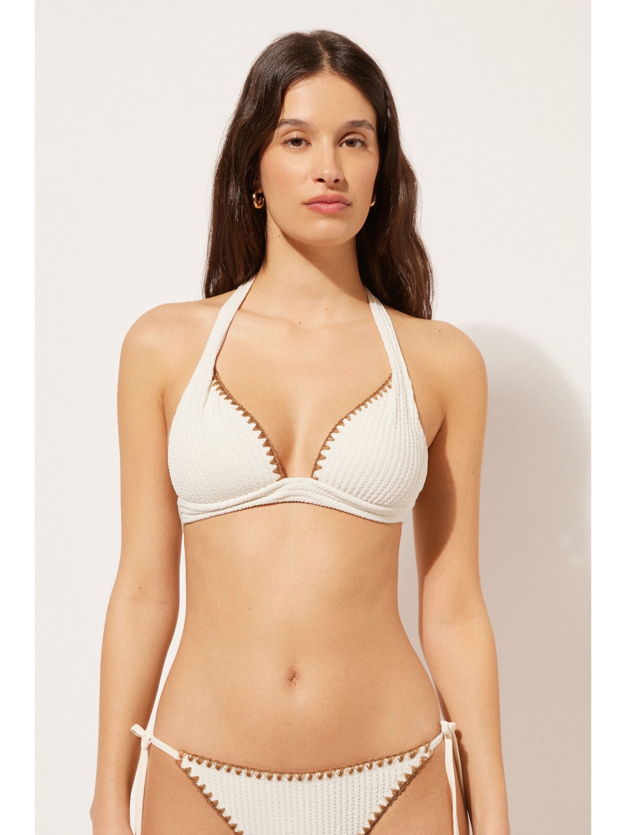 Parte De Cima De Biquíni Triângulo Bicolor Off-White Calzedonia