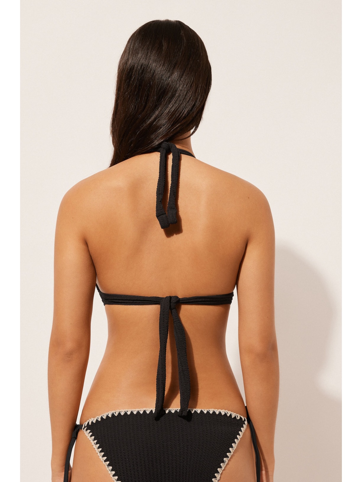 Parte De Cima De Biquíni Triângulo Bicolor Preto Calzedonia