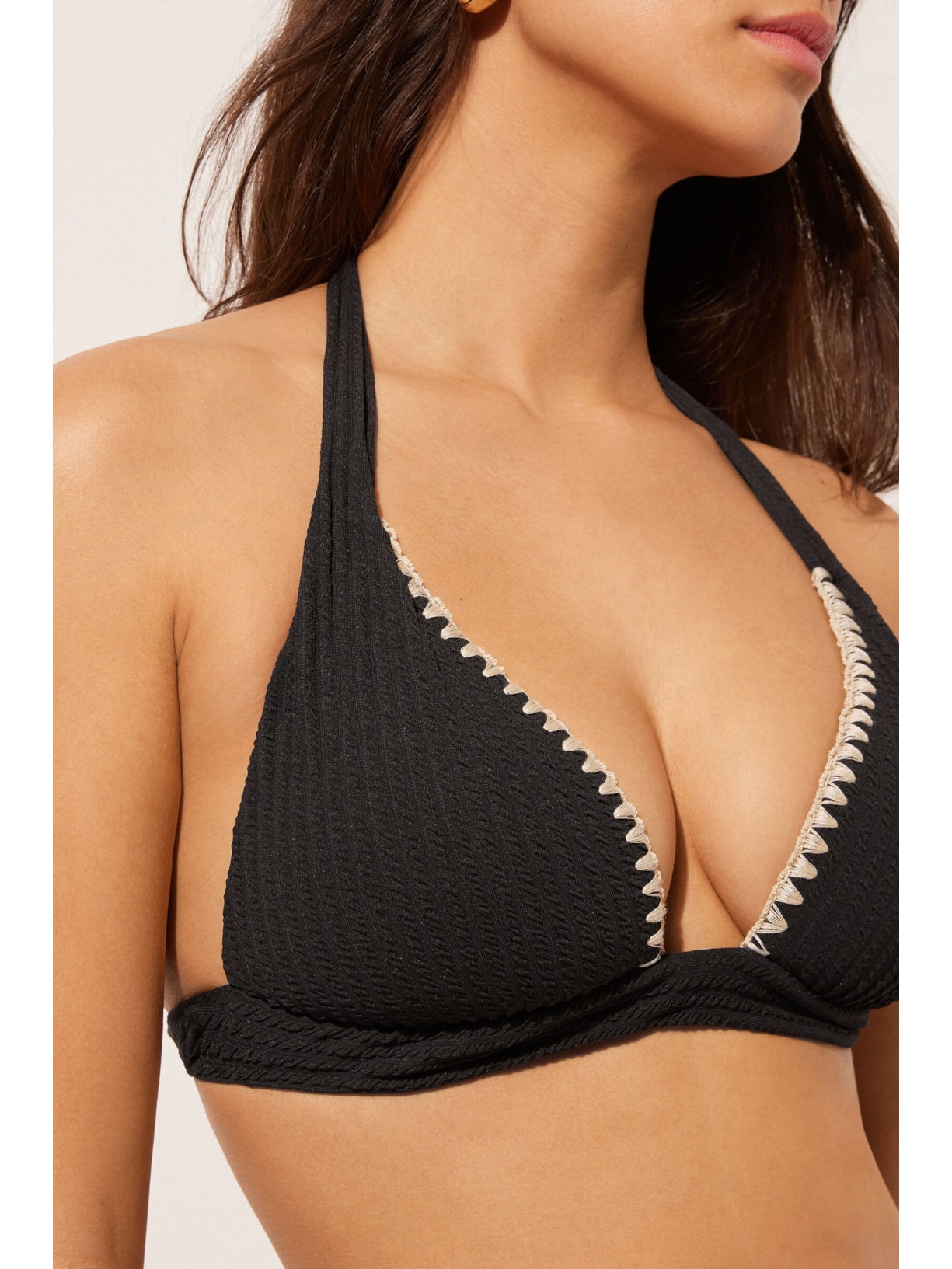 Parte De Cima De Biquíni Triângulo Bicolor Preto Calzedonia