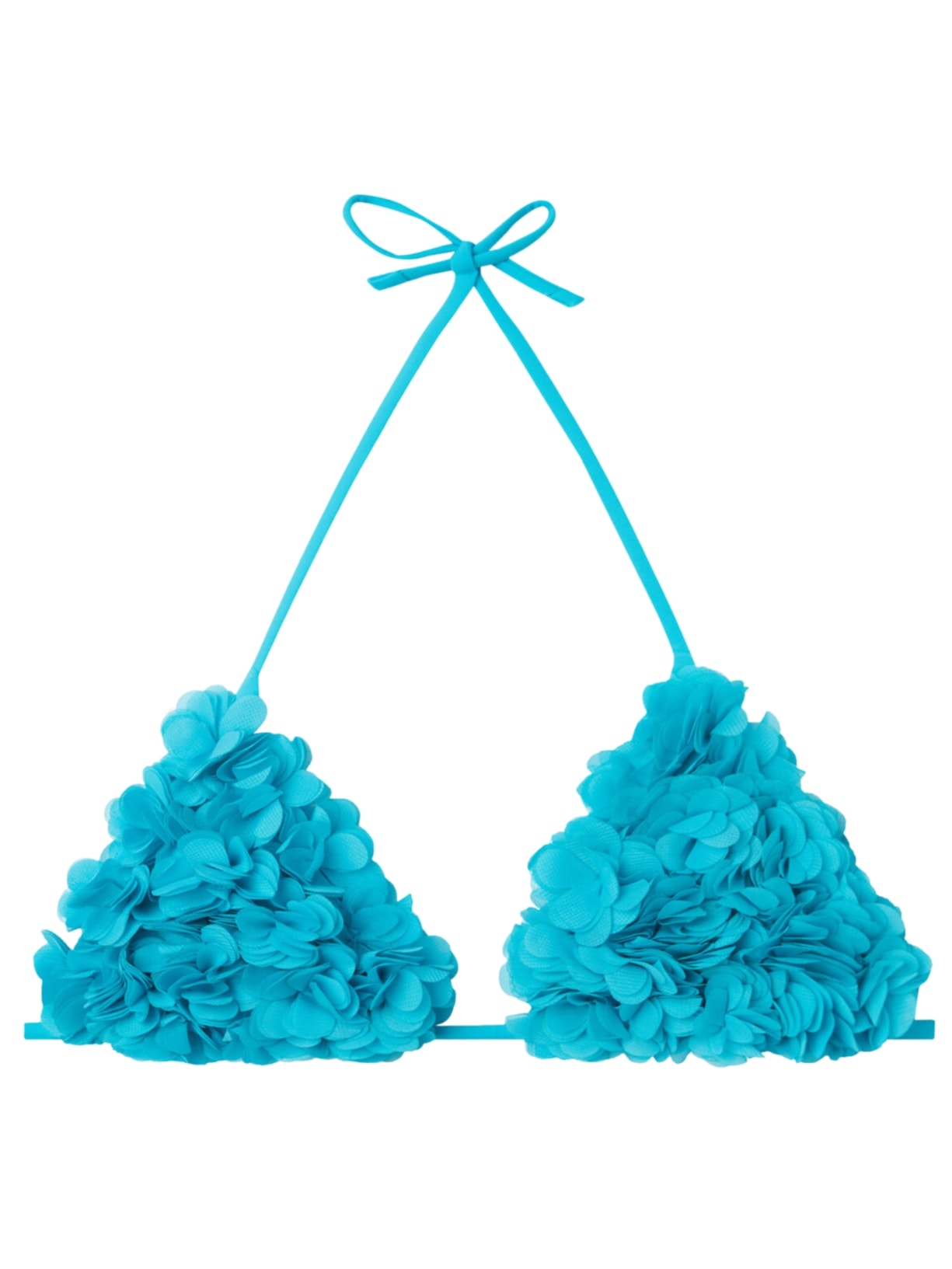 Parte De Cima De Biquíni Triângulo Cortininha Com Flores Honolulu - Azul