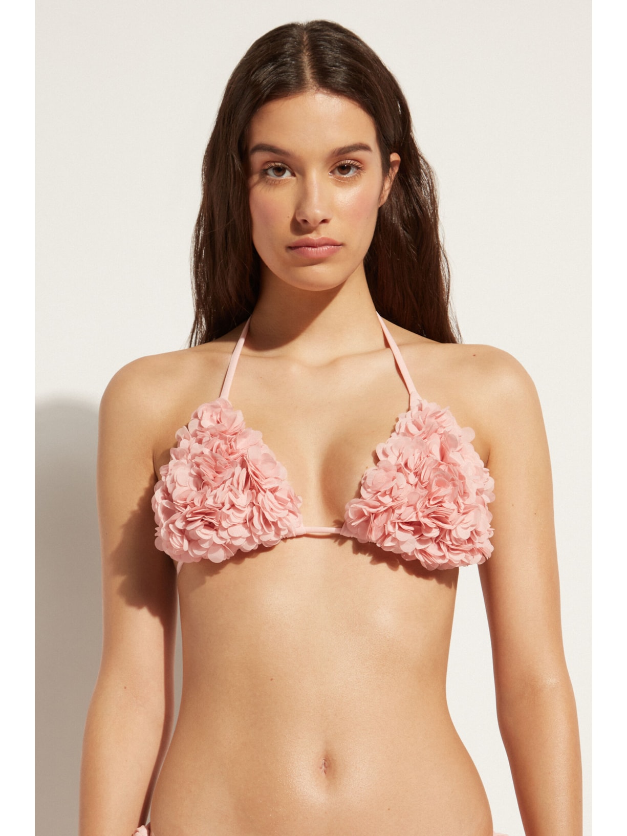 Parte De Cima De Biquíni Triângulo Cortininha Com Flores Honolulu Rosa Calzedonia