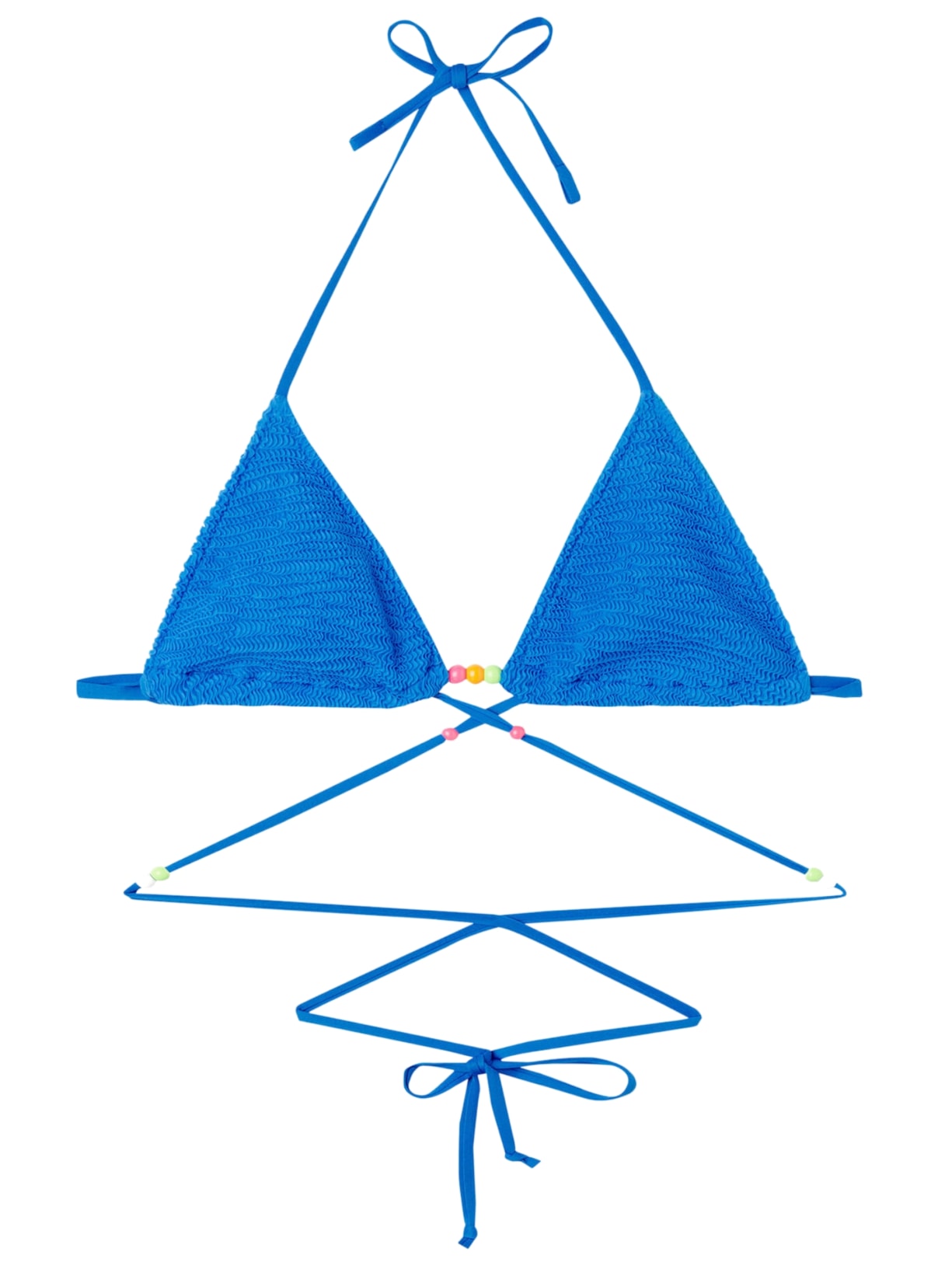 Parte De Cima De Biquíni Triângulo Cortininha Com Tiras San Diego - Azul