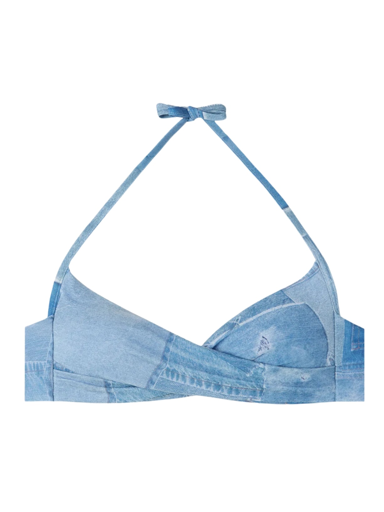 Parte De Cima De Biquíni Triângulo Cruzado Jeans Ibiza - Azul