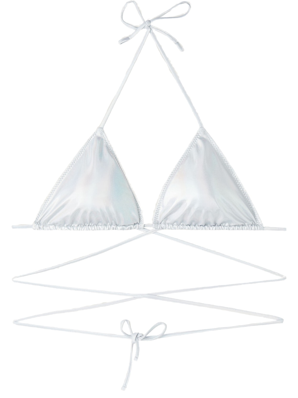 Parte De Cima De Biquíni Triângulo Deslizante Com Efeito De Pele Brilhante Daytona - Cinza