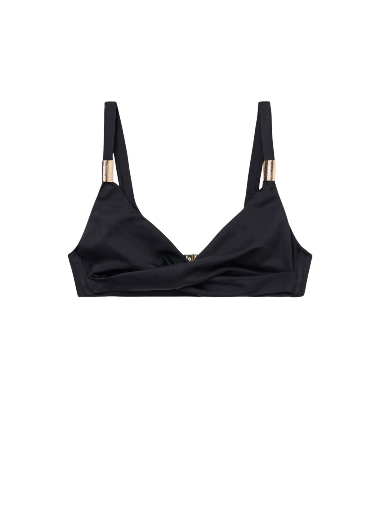 Parte De Cima De Biquíni Triângulo Drapeado Scultura - Preto