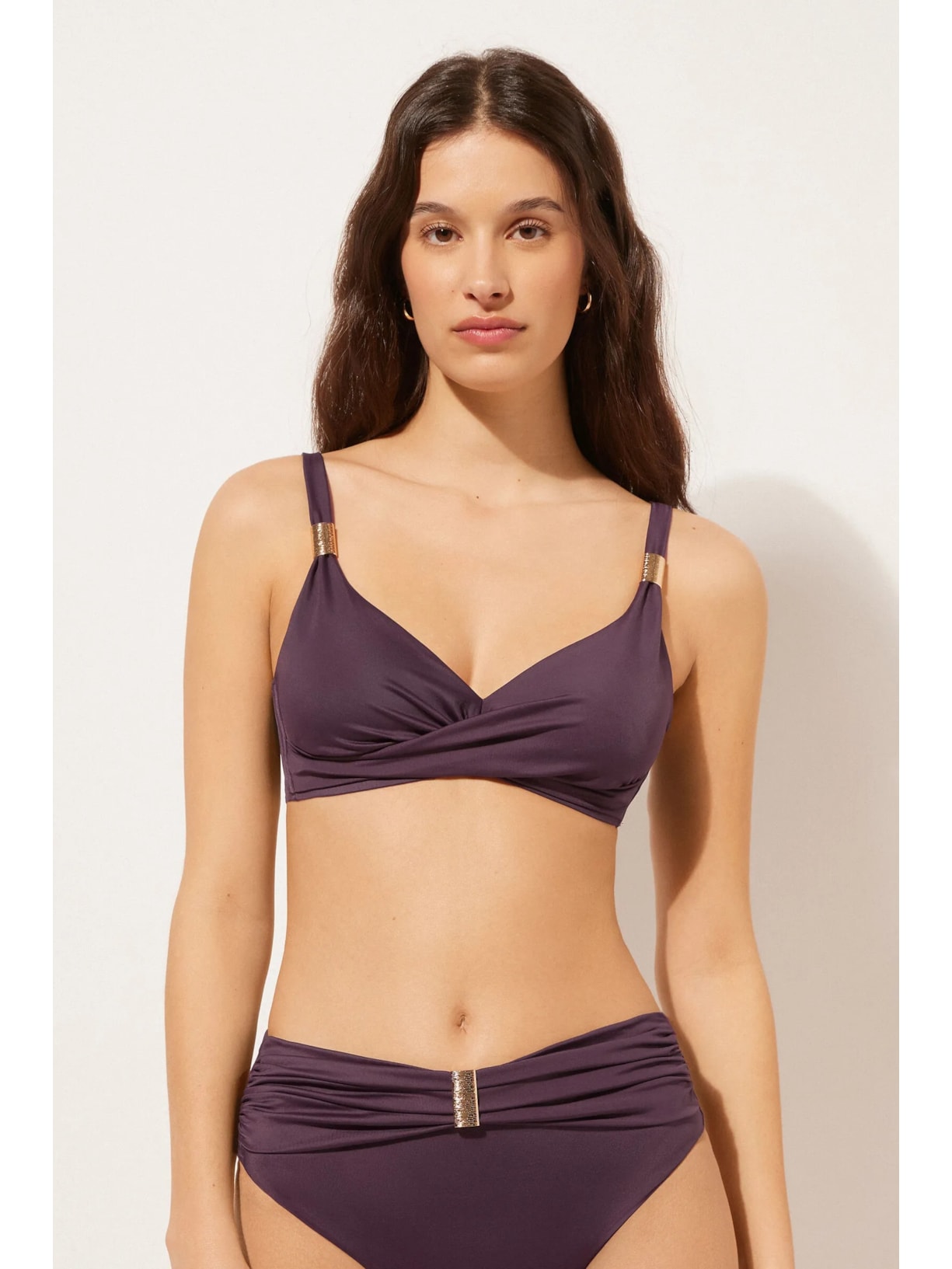 Parte De Cima De Biquíni Triângulo Drapeado Scultura Roxo Calzedonia