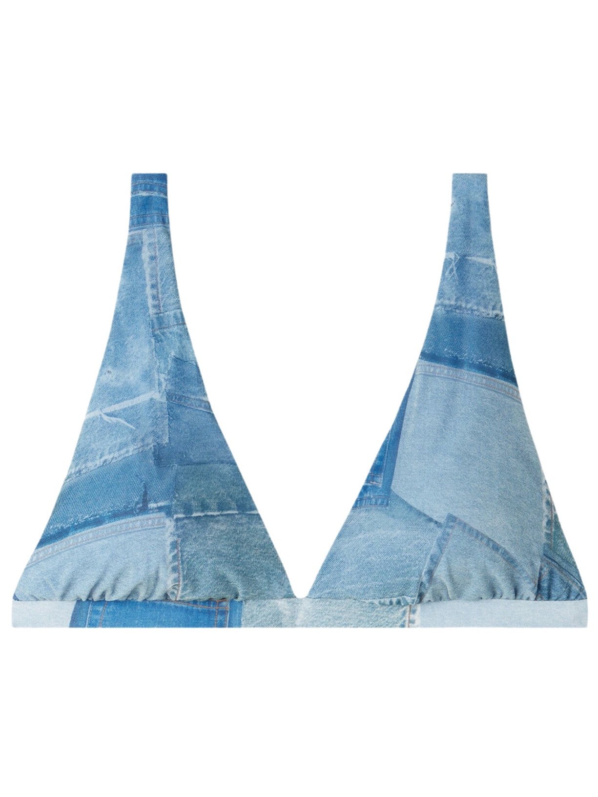 Parte De Cima De Biquíni Triângulo Jeans Ibiza - Azul