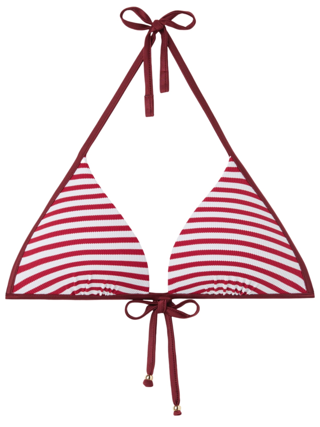 Parte De Cima De Biquíni Triângulo Nautical Stripes - Vermelho