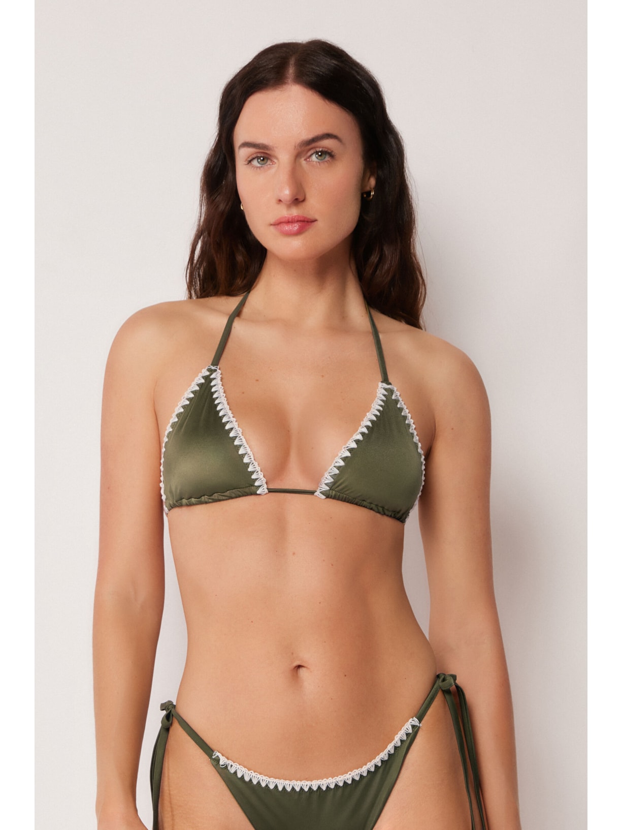 Parte De Cima De Biquíni Triângulo Refined Shine Verde Calzedonia