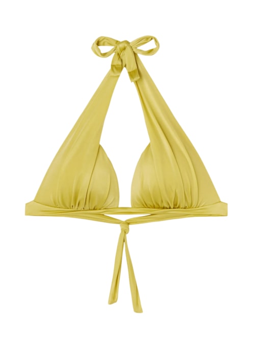 Parte De Cima De Biquíni Triângulo Shiny Satin - Amarelo