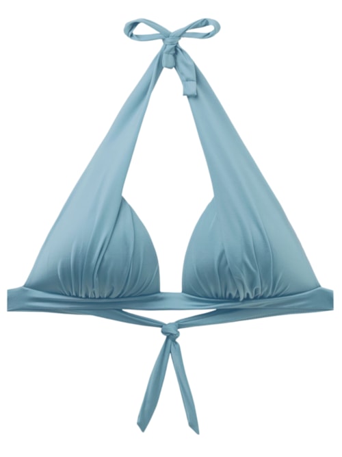 Parte De Cima De Biquíni Triângulo Shiny Satin - Azul