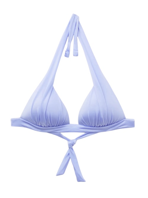 Parte De Cima De Biquíni Triângulo Shiny Satin - Azul