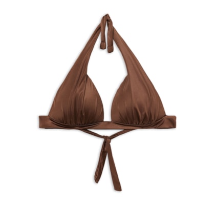 Parte De Cima De Biquíni Triângulo Shiny Satin - Marrom