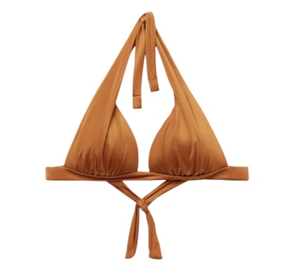 Parte De Cima De Biquíni Triângulo Shiny Satin - Marrom