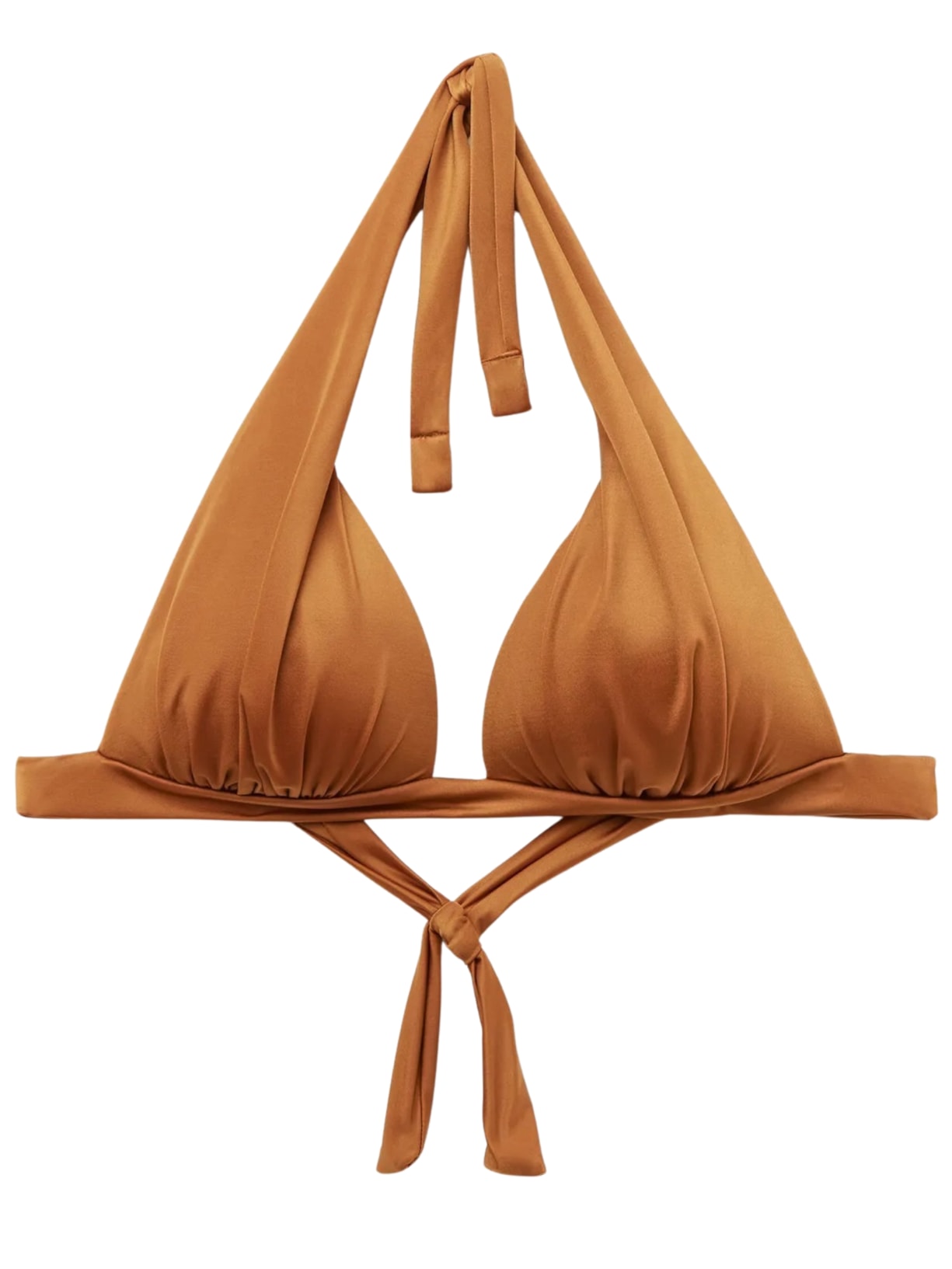 Parte De Cima De Biquíni Triângulo Shiny Satin - Marrom