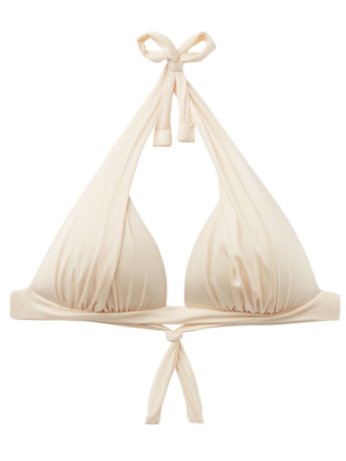 Parte De Cima De Biquíni Triângulo Shiny Satin - Off-White