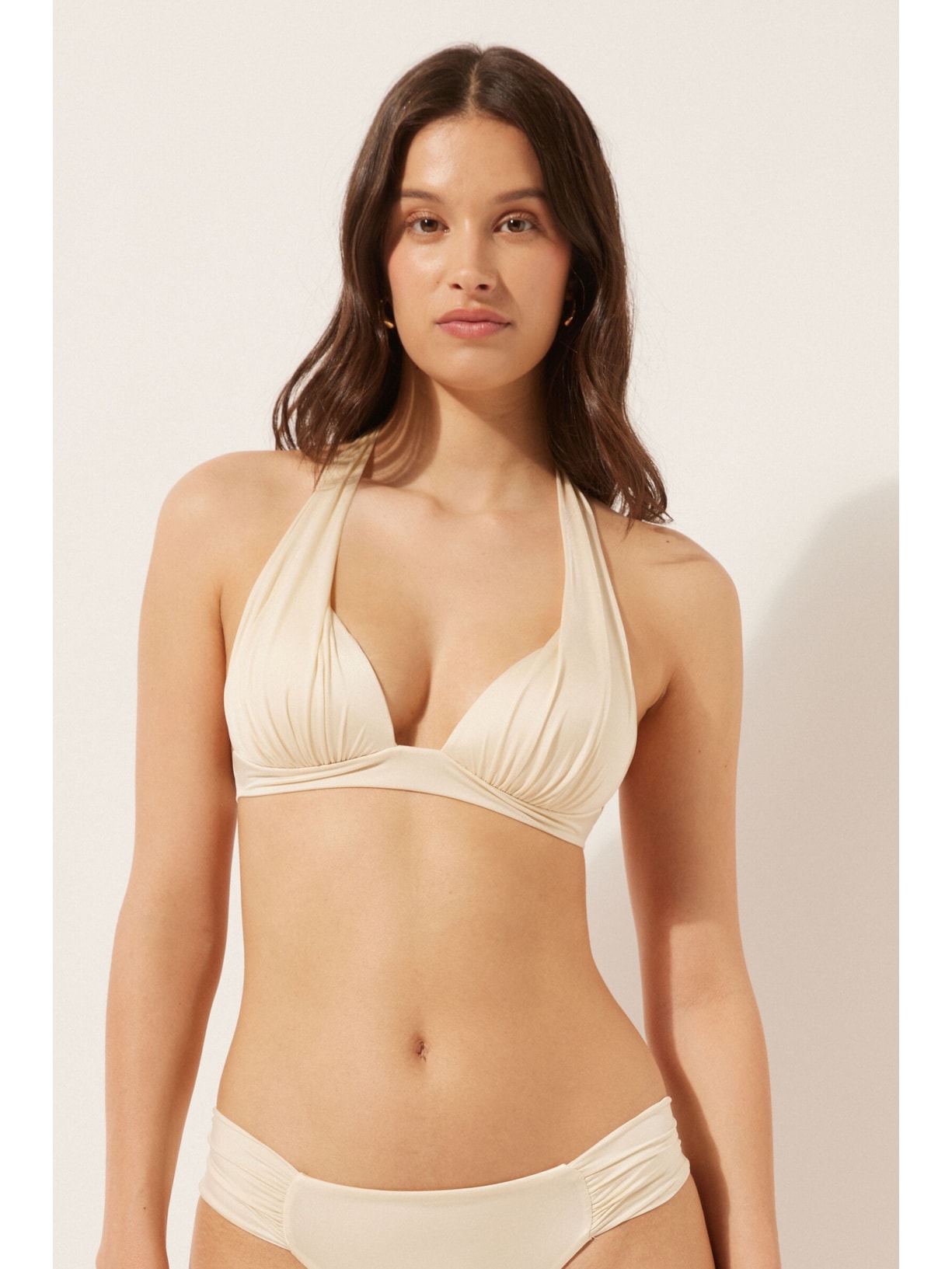 Parte De Cima De Biquíni Triângulo Shiny Satin Off-White Calzedonia