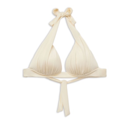 Parte De Cima De Biquíni Triângulo Shiny Satin - Off-White