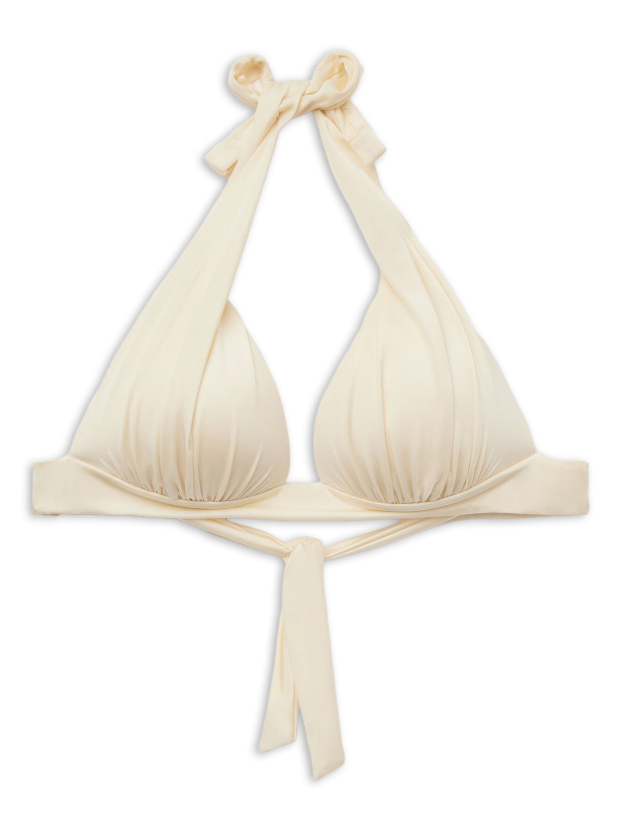 Parte De Cima De Biquíni Triângulo Shiny Satin - Off-White