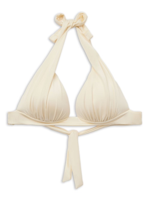 Parte De Cima De Biquíni Triângulo Shiny Satin - Off-White