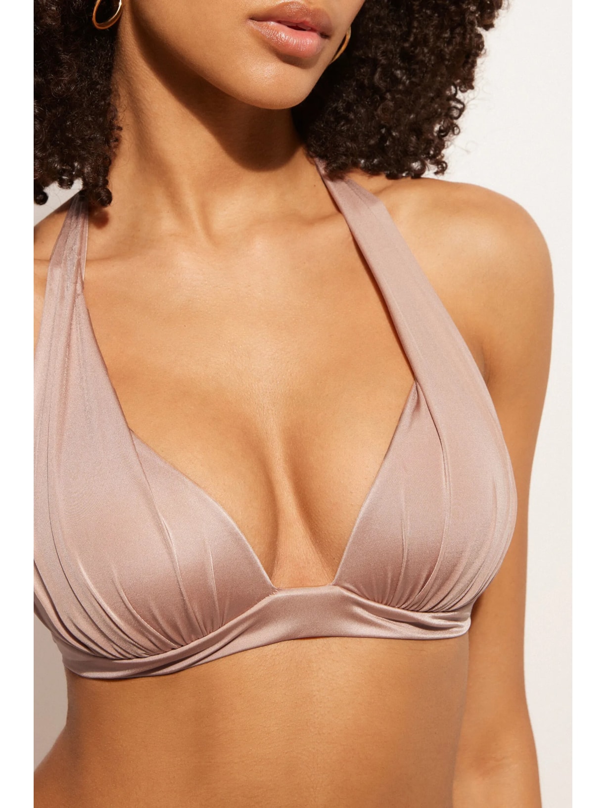 Parte De Cima De Biquíni Triângulo Shiny Satin Rosa Calzedonia