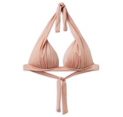 Parte De Cima De Biquíni Triângulo Shiny Satin - Rosa