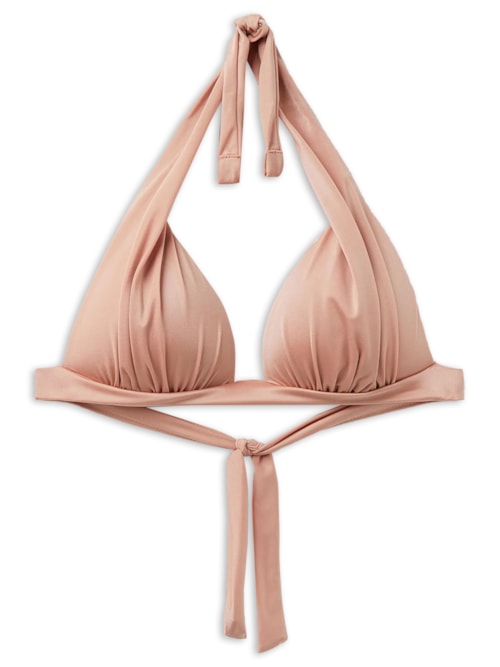 Parte De Cima De Biquíni Triângulo Shiny Satin - Rosa