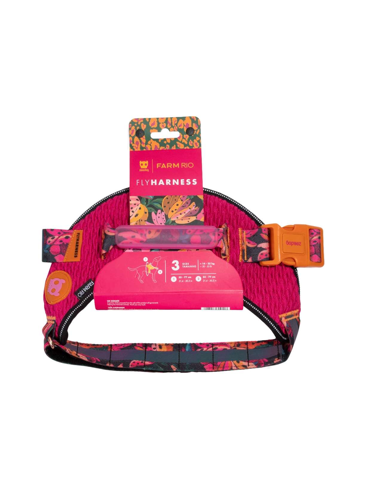 Peitoral Flyharness Onça Rosa Farm Etc + Zeedog