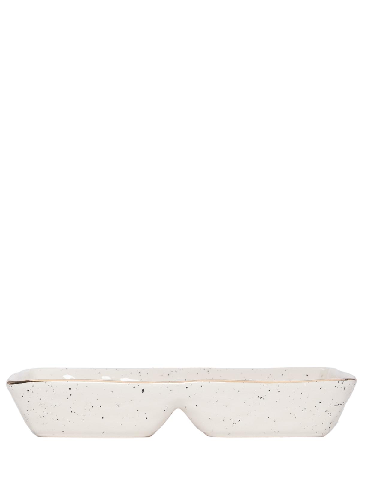 Petisqueira Com Textura e Detalhes Dour Em Cerâmica Branco '2Home