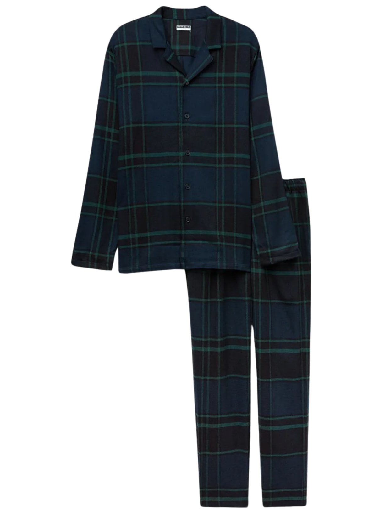 Pijama Comprido Aberto Em Algodão Escovado Xadrez Verde