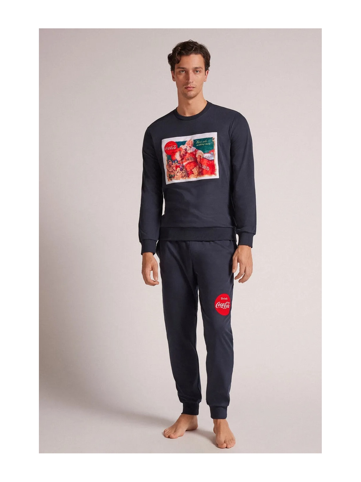 Pijama Comprido Coca-Cola Vintage Em Algodão Azul Intimissimi