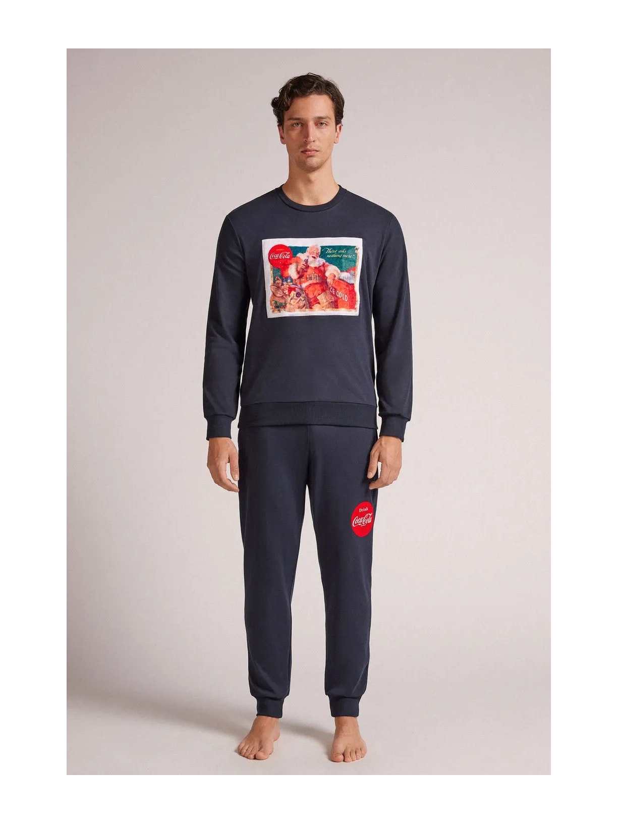 Pijama Comprido Coca-Cola Vintage Em Algodão Azul Intimissimi