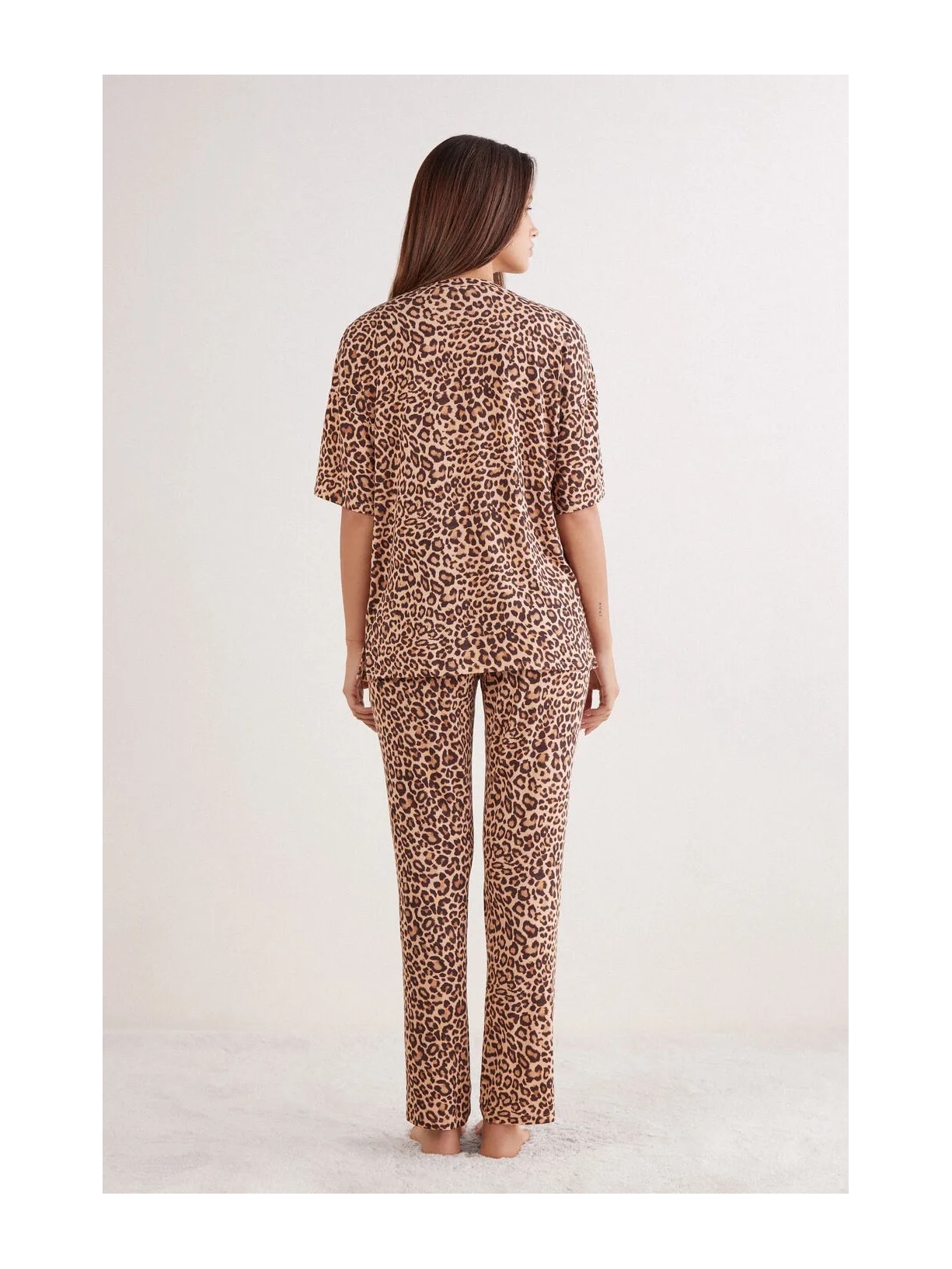 Pijama Comprido De Manga Curta Em Fresh Bamboo Pretty Savage Marrom Intimissimi