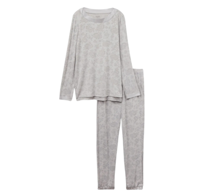 Pijama Comprido Efeito Devorê Soft Dreams - Cinza